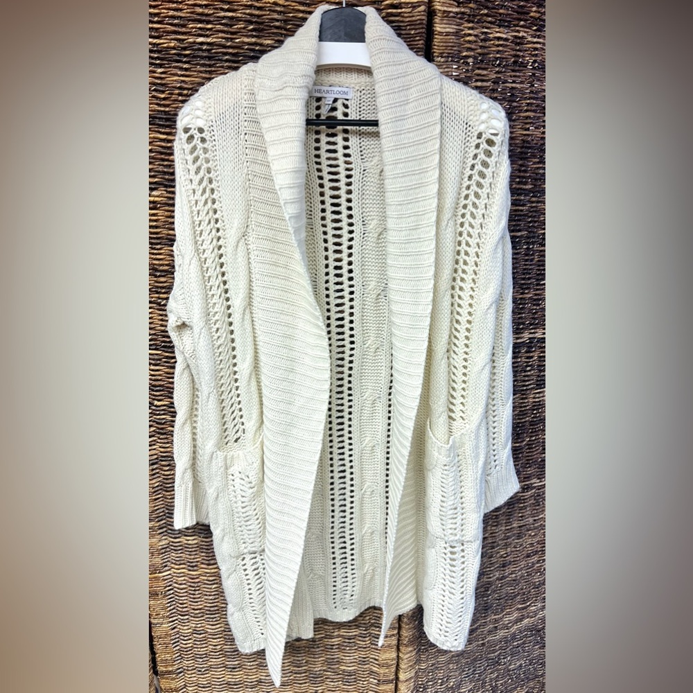 Heartloom- Open-Knit Cream Sweater,‎ Size: Small